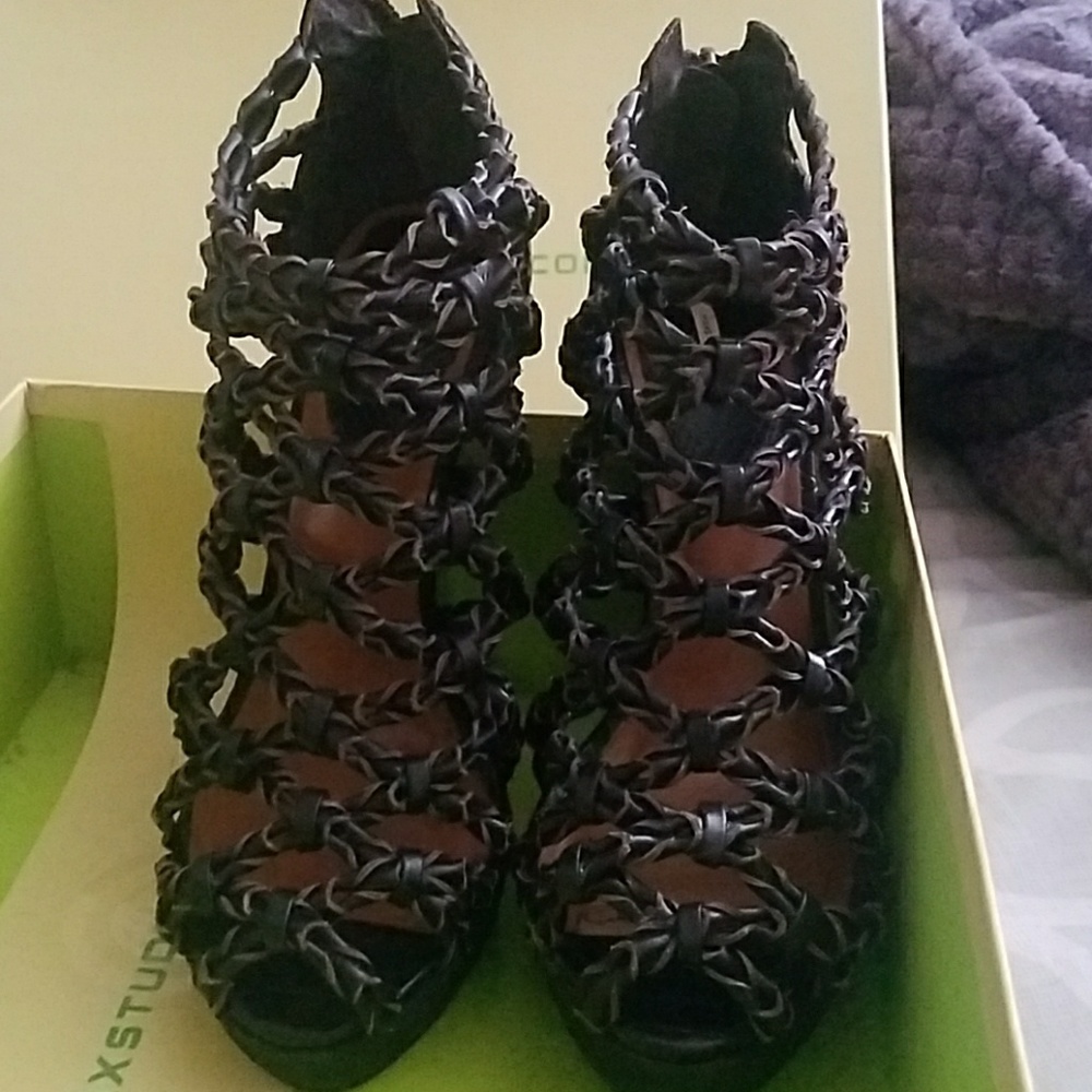 Leather mesh heels "Webster"